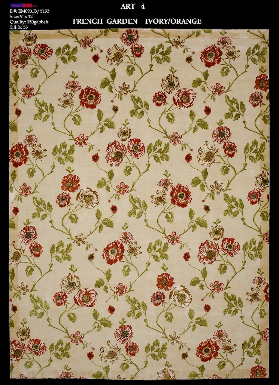 /Modern & Transtitional/Wool Silk/French-Garden-Ivory-OrangeEM0901B-Y193-9x12.jpg