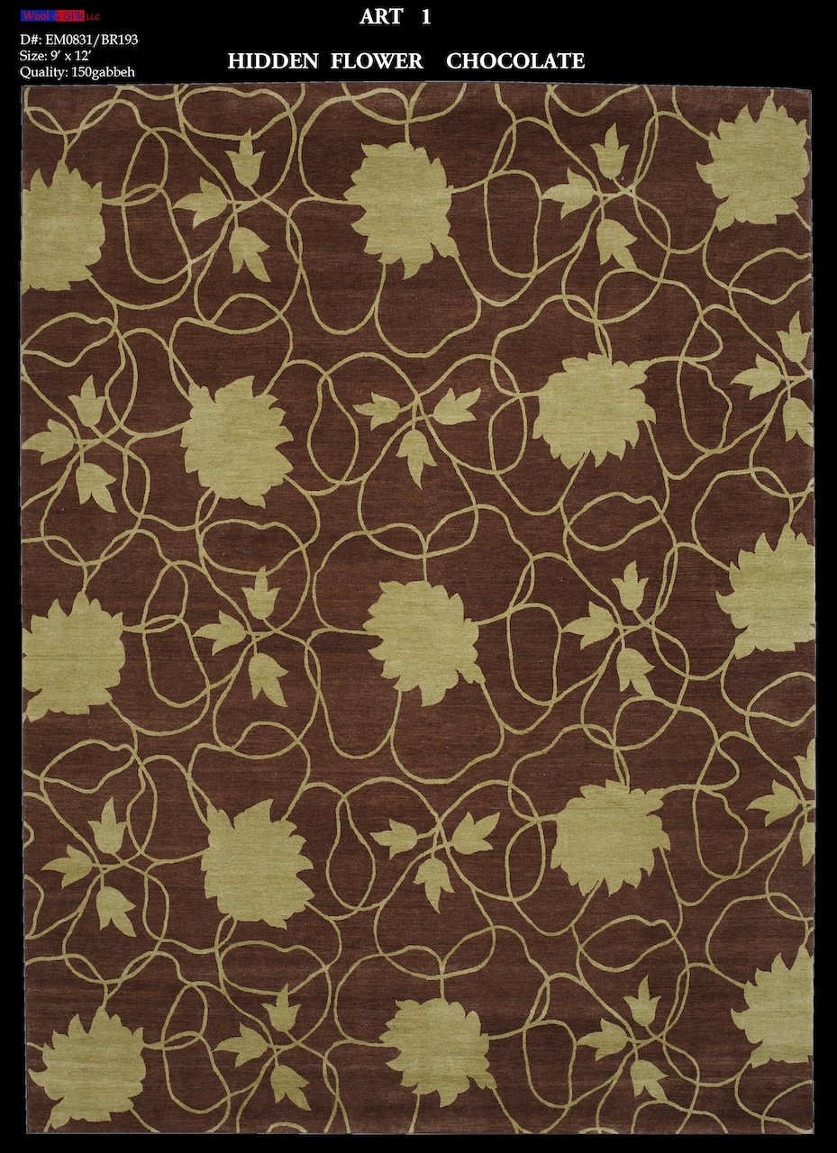 /Modern & Transtitional/Wool Silk/Hidden-flower-ChocolateEM0831-BR193-9x12.jpg